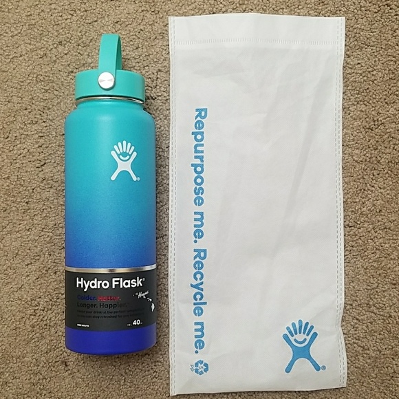 blue and green hydro flask